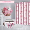 UMACWIN Pink Bow Shower Curtain with Hooks Decorative, Aesthetic Cute