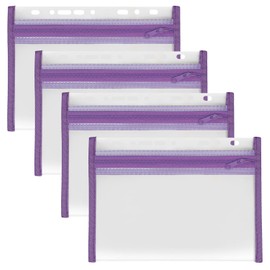 VELOFLEX A435006 Document Case with Zip, Pack of 4, DIN A5, Filable, Purple, Velobag XXS, Zip Pocket