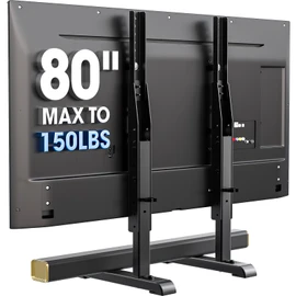 AX WABER Universal TV Stand, Table Top TV Stand Base Wobble Replacement for Most 24 to 80 Inch LCD LED TVs, 7 Height Adjustable TV Legs Hold up to 150lbs, Max VESA 800x500mm, Black AX10TB02