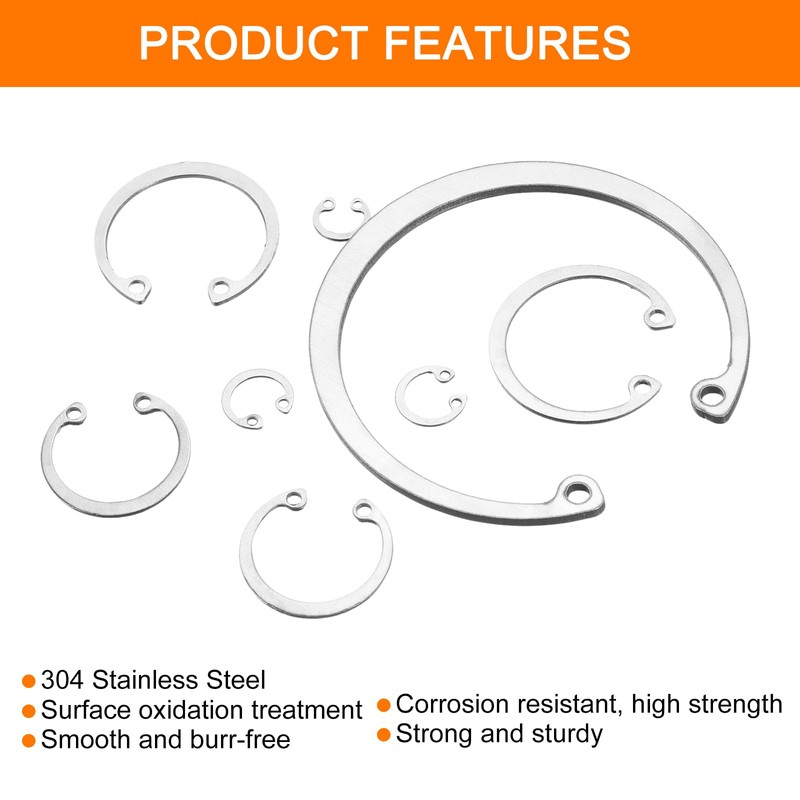 sourcing map 5Pcs 75mm Internal Retaining Ring Circlip, 304 Stainless