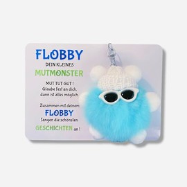 Mutmonster FLOBBY, Geschenk, Glücksbringer, Mutmacher, Lernhelfer, Anhänger Mäppchen,Ranzen oder Rucksack (Türkis)