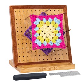 Skalamio 7.8" Crochet Blocking Board, Blocking Boards for Crochet Projects with 20 Pegs/Pins & Reinforced Edges, Bamboo Granny Square Blocking Boards, Wooden Knitting Board - Gifts for Crocheters