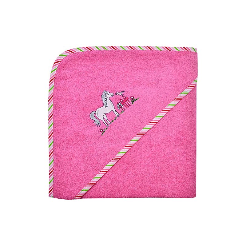 Wörner Kapuzenbadetuch "Pferd" Walk-Frottier pink Größe 100x100 cm