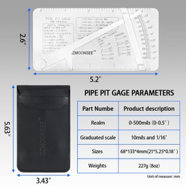 CZMOONSEE Pipe Pit GAGE Stainless Steel Measuring Gauge Pipeline Mine Welding Inspection Ruler Weld Inspection Ruler
