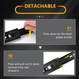 10 inch Ball Bearing Drawer Slides 6 Pairs (12pcs) - 100LB Capacity, Full Extension Side Mount Slides for Kitchen Cabinets, Wardrobes, Office Furniture (Black 10inch)