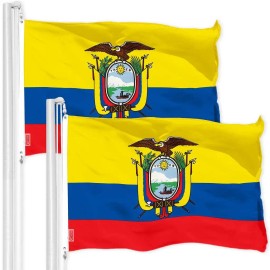 UD_G128 2 Pack: Ecuador Ecuadorian Flag  3x5 Ft  LiteWeave Pro Series Printed 150D Polyester  Country Flag, Indoor/Outdoor, Vibr