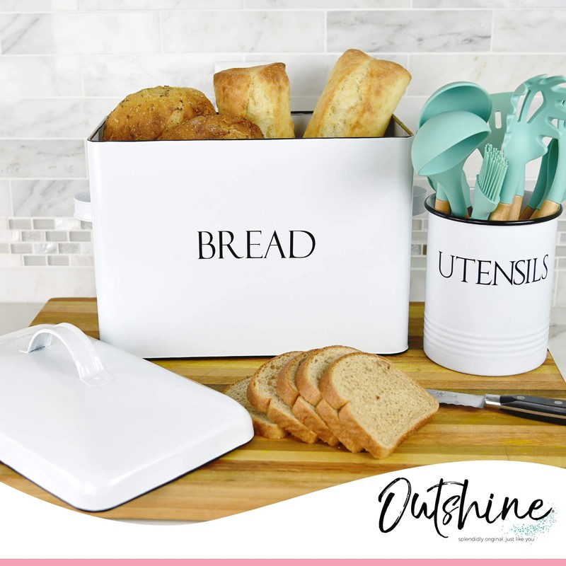 Vintage Metal Bread Bin - Countertop Space-Saving, Extra Large, High