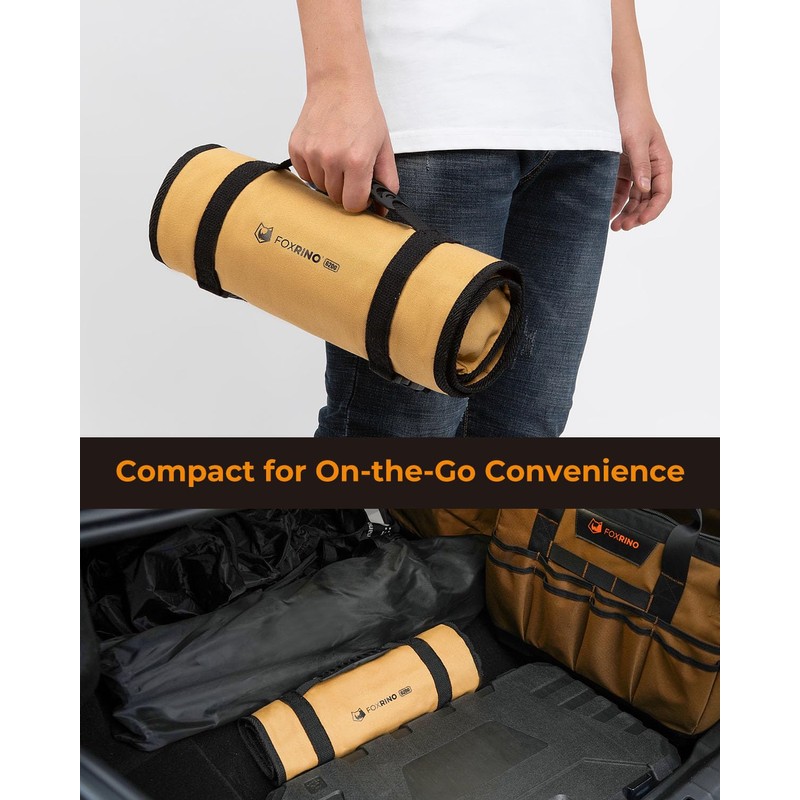 Foxrino Tool Roll, Heavy Duty Tool Roll Bag Organizer, Roll
