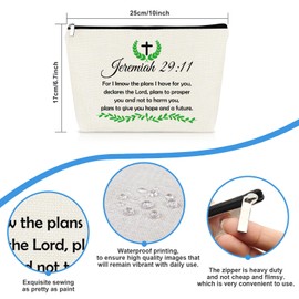 Bible Verse Makeup Bag Christian Gifts for Women Faith Gift Cosmetic Bag Inspirational Religious Birthday Gift for Mom Sister Daughter Friends Encouragement Gifts Zipper Travel Toiletry Pouch
