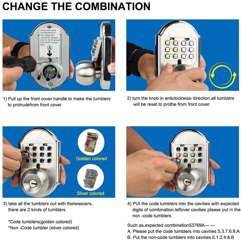 Keyless Entry Door Lock Deadbolt Sabbath Lock Keys Mechanical Stainless