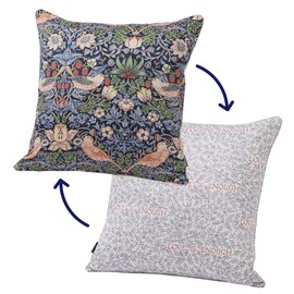 Nishikawa PG43350699 Morris Gallery Strawberry Thief Cushion Cover, 17.7 x 17.7 inches (45 x 45 cm), 100% Cotton, Washable, Made in Japan, Navy