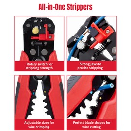 ULTRICS Automatic Wire Stripper, 3 in 1 Wire Cutters, Self-Adjusting Professional Cable Stripper Tool, AWG 10-24 Cable Cutters and Crimper, Electrical Tools and Terminal Crimper for Electricians