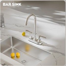 Phiestina 4 Inch Bar Sink Faucet RV Swivel 2 or 3 Hole Centerset Bath Vanity Faucet, with Water Supply line & Metal Pop-up Drain,BARTY36-11H-C