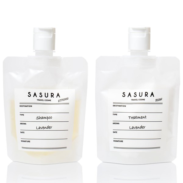 SASURA Damage Care Shampoo, Treatment, Travel Set, 3.4 fl oz (100 ml), Lavender Scent, Eco Unisex