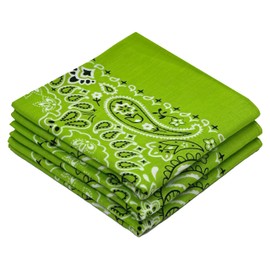 Classic Paisley Bandanas - 3 Pack Gift Set, 100% Cotton, 22x22 Inches (Lime Green)