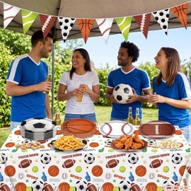 43 PCS Sports Themed Birthday Decor Sports Theme Party Tableware Set Sport Birthday Party Plate 7 Inch Sport Tablecloth 51x86IN Banner for Boy Birthday Baby Shower Supply Serves 40