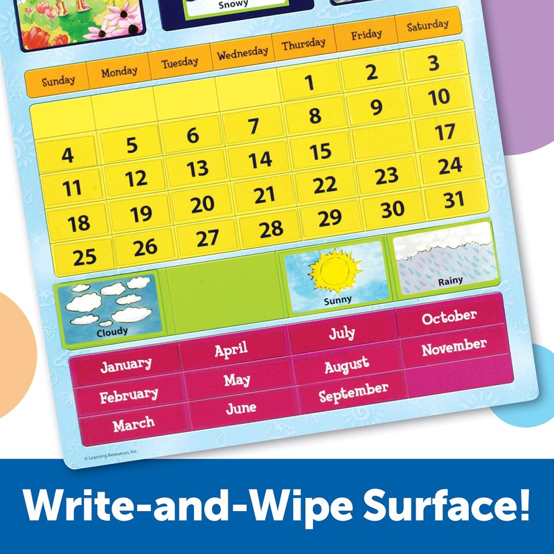 Learning Resources Magnetic Learning Calendar, 51 Magnetic Pieces & Calendar,