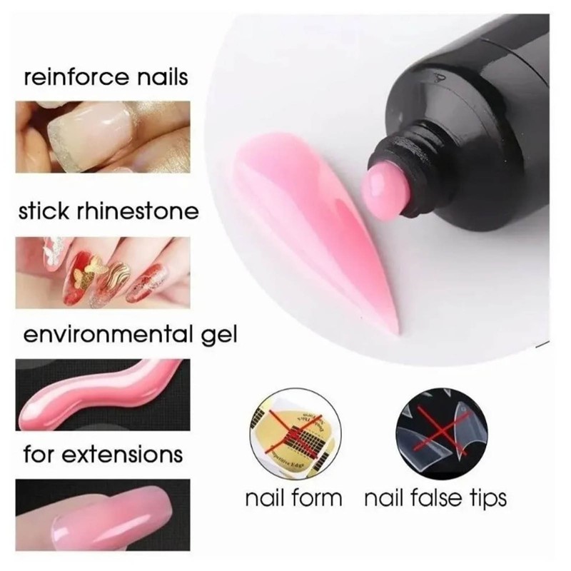 Nail Extension Gel Kit Beautiful Elegant Mild Glitter Decoration Poly