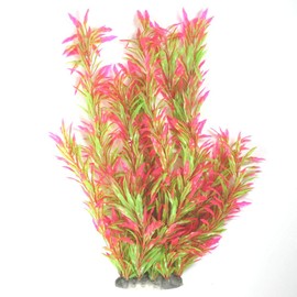 Aquapapa Aquarium Plants Fish Tank Decorations Ornament Plastic Artificial Plant (Red/Green - 15" h)