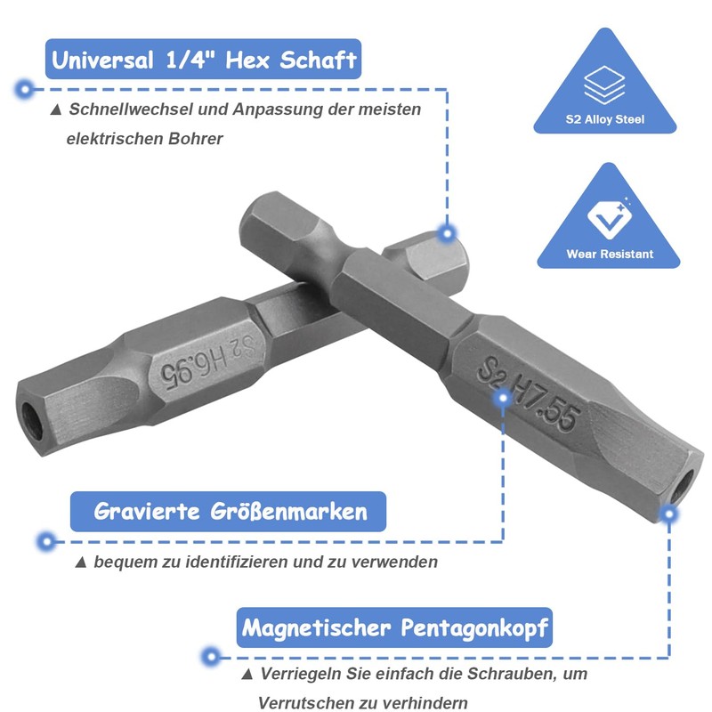 Mesee 5-Point Screwdriver Bit, Magnetic 5 Point Torx Security Head,