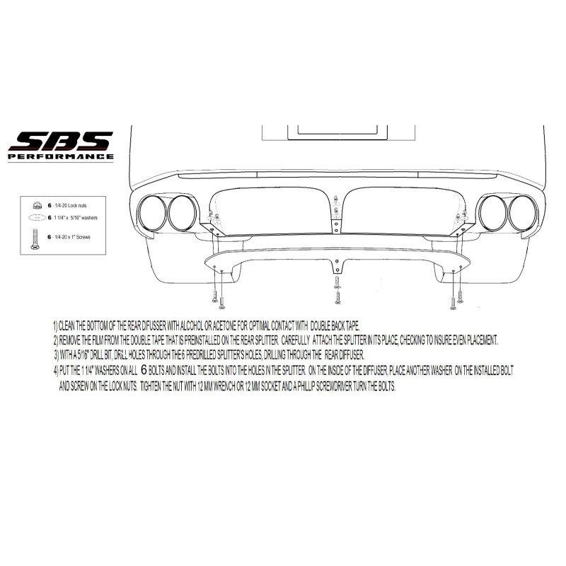 SBS PERFORMANCE PARTS REAR SPLITTER 2010-2014 Mustangs Shelby GT500, 2012