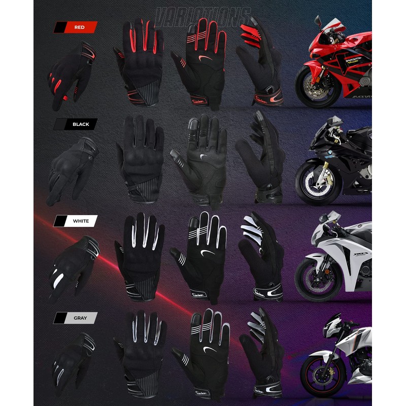 Kaedear KDR-RC-GL3 Men's Motorcycle Gloves, Spring/Summer/Fall, Mesh Protector, Smartphone Touch-Compatible