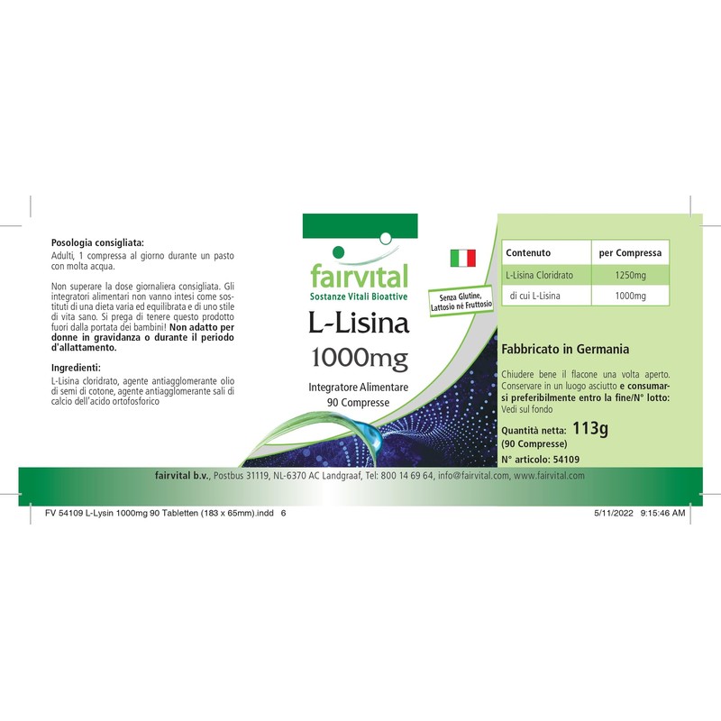 Fairvital High Dose Lysine – 1000 mg – High Dose