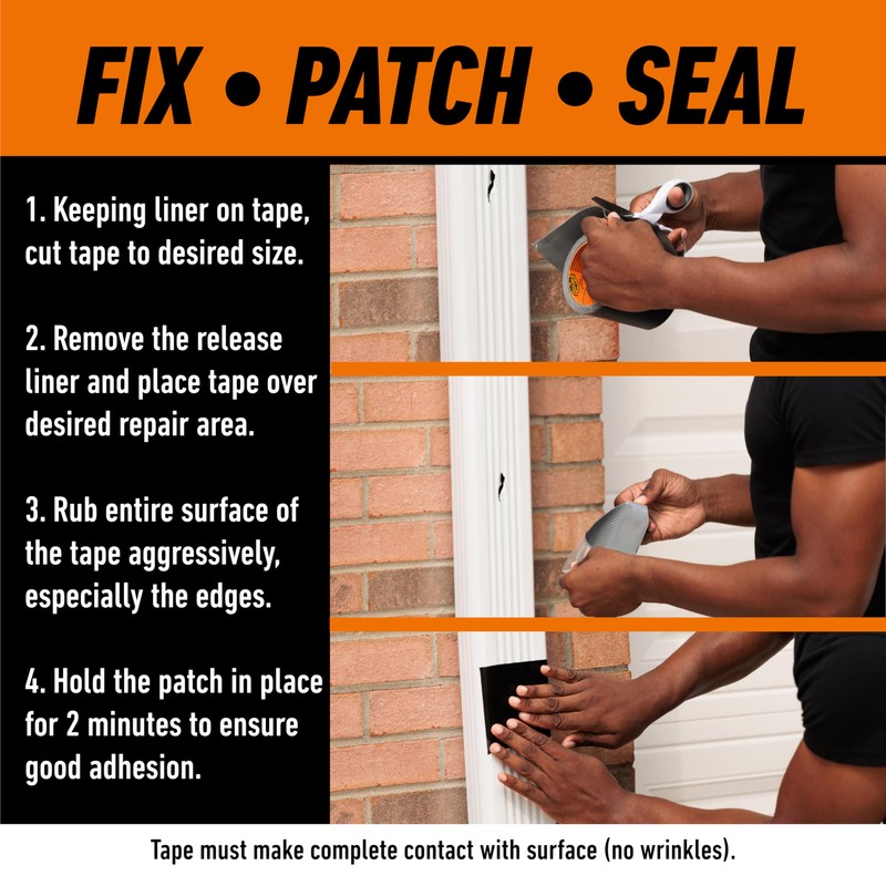 Gorilla Waterproof Patch & Seal Tape, Black Tape, 4" x