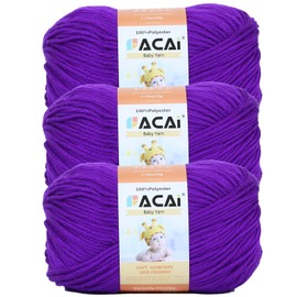 Soft Baby Yarn for Knitting100% Acrylic, 50 oz 110 Yards per Ball, Perfect for Baby Soft Knitting Projects (3, Royal Purple)