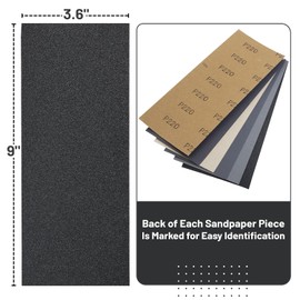 18 Pack Sandpaper,Wet Dry Fine Sand Paper,Dry Assorted Sanding Sheets, Wet Sanding Paper, Wet and Dry Sanding Sheets