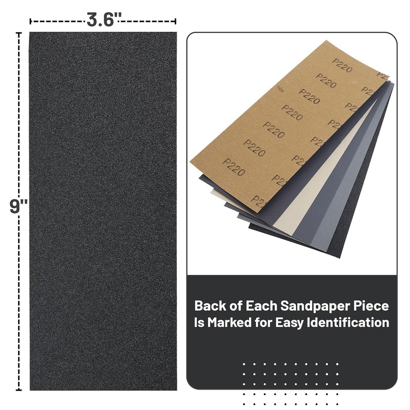 18 Pack Sandpaper,Wet Dry Fine Sand Paper,Dry Assorted Sanding Sheets,