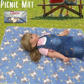 Portable 1-Person Double-Sided Waterproof Picnic Mat with Integrated Bag - Dinosaur Design Mat/31 Honeybee Sky