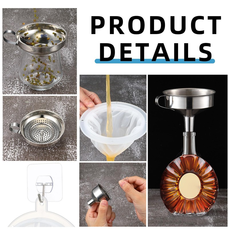 Baderke 17 pcs Stainless Steel Funnel Set Wide Mouth Canning