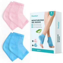 Moisturizing Heel Socks for Cracked Heel Treatment - Promifun 2 Pairs Heel Socks for Dry Cracked Feet - Cracked Heel Repair for Women & Men(Blue & Pink)