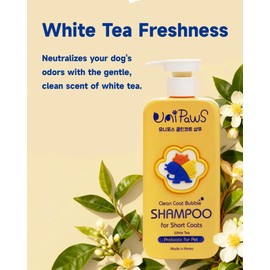 Unipaws Probiotic Dog Shampoo for Short-Haired Coats – Itch Relief, Deodorizing & Hydrating for Healthy, Fresh Skin with Calendula & Oatmeal – EWG Green & White Tea Scent, Made in Korea, 16.9 Fl Oz