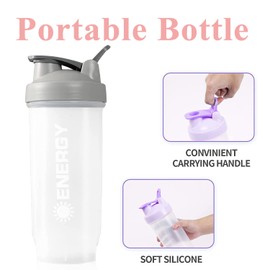 Didiseen Protein Shaker Bottle - Premium Shaker for Protein Shakes with Mixball - BPA Free Durability Leakproof, Odourless for Fitness Gym Sports - 700ml / 24oz (Grey)