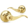 Moquin Wavy Style Gold Door Handle with Lock and Key,
