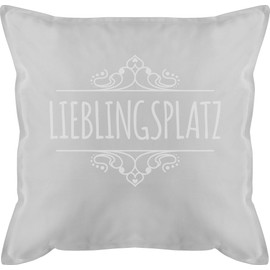 Shirtracer Cushion 50 x 50 cm – Statement – Favourite Place with Ornament – White – 50 x 50 cm – Red – Couch Cushion Filling Cover Decorative Cushion Sofa Cushion Filled Couch Saying Statements