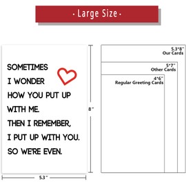 Ziwenhu Happy Valentines Day Gifts for Him Her, Humorous Mens Birthday Vday Wedding Anniversary Card, Sometimes I Wonder How You Put Up With Me…