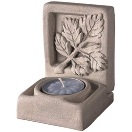 JBK Pottery Ceramic Tea Light Candle Holders (1, Leaves Antique White)