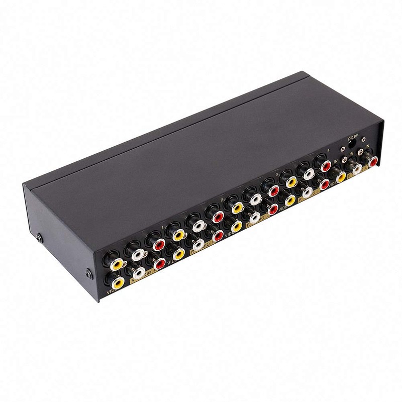 DTECH Powered 8 Way 3 RCA Splitter Box 1 in