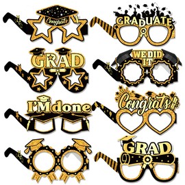 Dusenly 24 Pieces Class 2025 Graduation Glasses Party Paper Glasses Photo Props Graduation Prom Party Favors Decorations