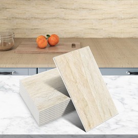 100-Piece Marble Thick PVC Peel and Stick Backsplash, 3" x 6" Waterproof Subway Tile Stick on Wall Tiles for Kitchen, Bathroom, Fireplace