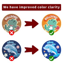 3 Rolls of Reward Stickers for Kids, 1500 Pcs Teacher Motivational Stickers Supplies for School Classroom Home, 24 Animal Designs (Each Measures 1 in Diameter)