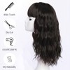 simkaylee Dark Brown Wigs with Bangs for Women Synthetic 16inch