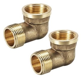 TA-VIGOR 2Pcs Brass Pipe Fitting 90 Degree Elbow 3/4 BSP Male X 3/4 BSP Female, Heavy Duty Garden Hose Adapter
