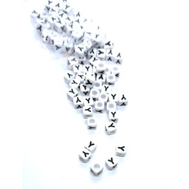 taffbeads 50pcs 6mm Cube White A-Z Single Letters Acrylic Alphabet Beads for DIY Craft or Jewellery Making (Y)