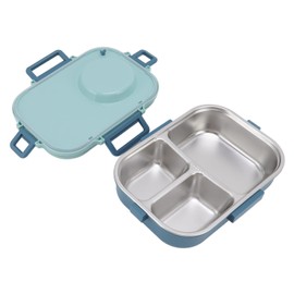 Haofy Fiambrera Térmica, 1100 Ml, Doble Capa, Diseño de 3 Rejillas, Caja de Acero Inoxidable 304 con Palillos, Cuchara, Tazón de Sopa, Comida Dividida, Juego de Contenedores de