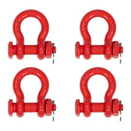 Mytee Products 4 Pcs 1/2" Anchor Shackle Forged Carbon Steel w/Safety Screw Pin Load Limit 4,000 lbs Double Rust Protection Heavy Duty D Ring Bolt Type Shackle for Towing, Rigging, Vehicle Recovery