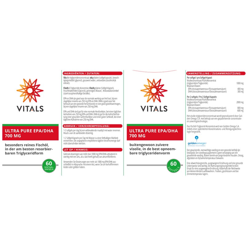 Vitals Ultra Pure EPA/DHA - 700 mg, 60 Softgel Capsules.